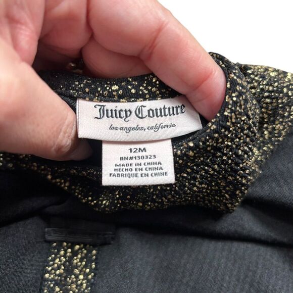 Juicy Couture Toddler Girls Black Gold Sparkle A-Line Dress Short Sleeve Sz 12m - Picture 8 of 10